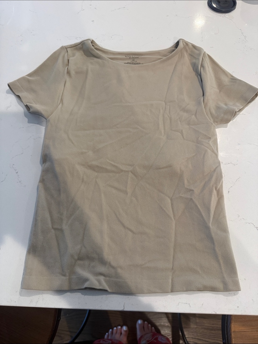 PacSun Women's Short Sleeve Tee in Beige Taupe - Built in Bra